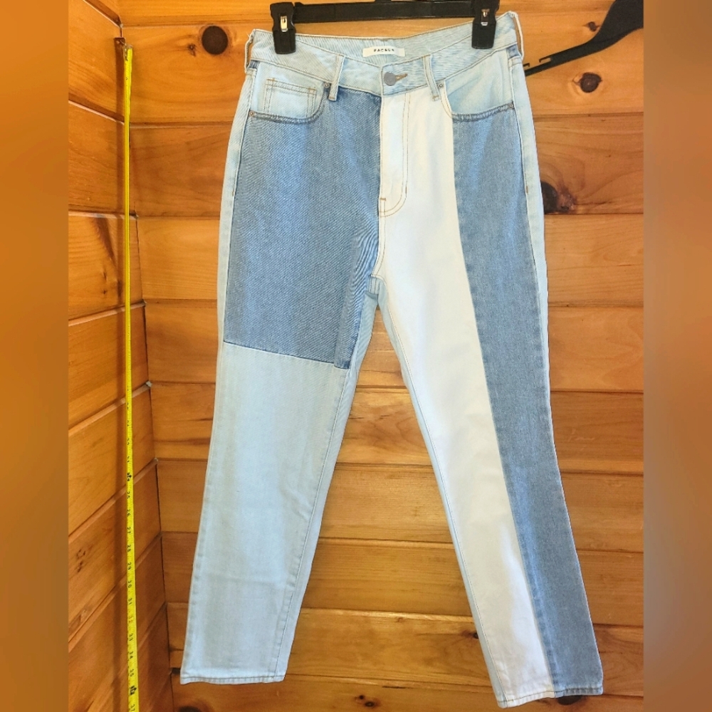 💰⏳️Pacsun Tri-colored Patchwork Mom Jeans Size 26 Excellent Preloved Condition